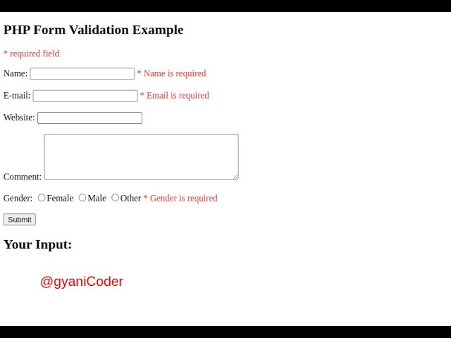 PHP Form Validation Example @Gyanicoder #php