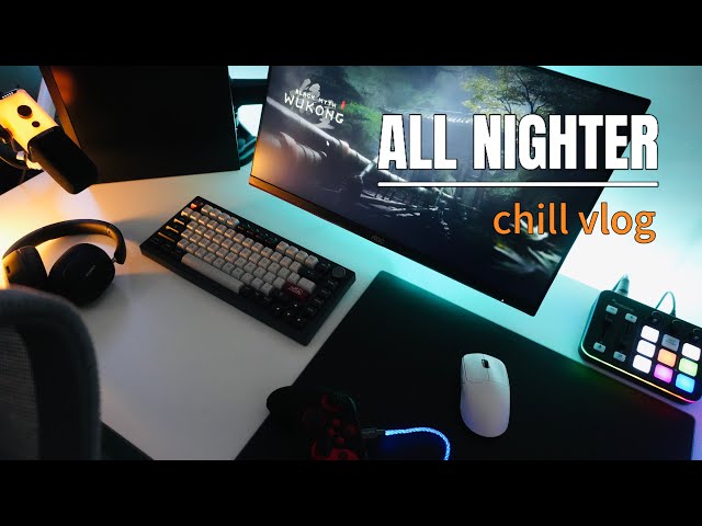 Gaming Vlog 🎮 | pulling an all nighter +coffee +unboxing haul