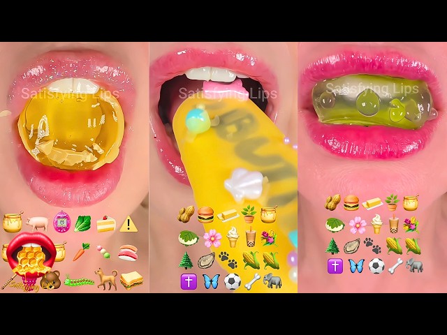 Most Satisfying ASMR Eating Emoji Food Challenge Honey Wax Candy Kohakutou