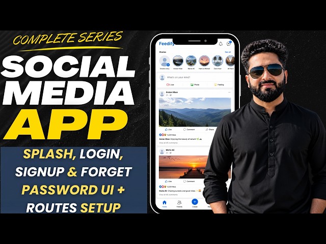 🎨 Splash, Login, Signup & Forget Password UI + Routes Setup  Social Media App Part 8 (2026)