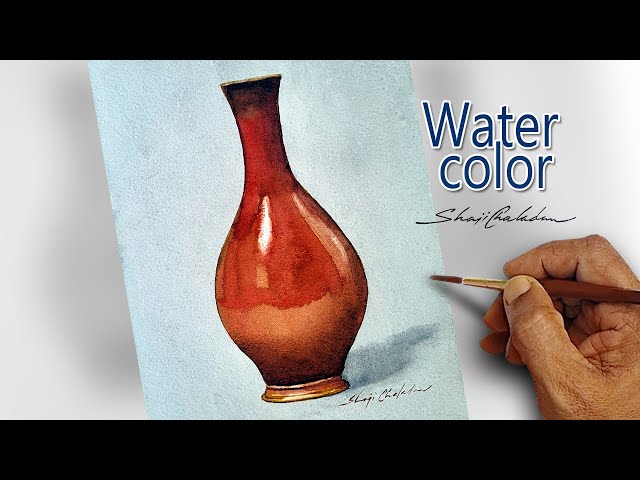 Watercolor Brown Vase | Realistic Still Life Painting Step by Step | Still Life