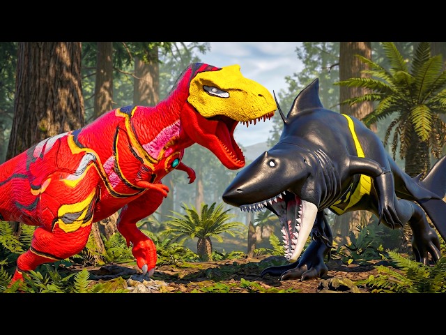 Superhero Dinosaurs Battle Iron Man T Rex vs Venom, Spidey & Cap! 🦖