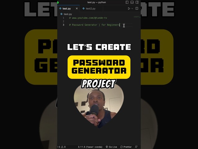 PYTHON MINI PROJECT | Password Generator | for Beginners #programming #coding #python