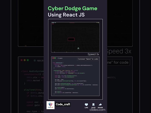 🔥 Cyber Dodge Game Using React JS 🚀 | Build a Game with React! #Shorts