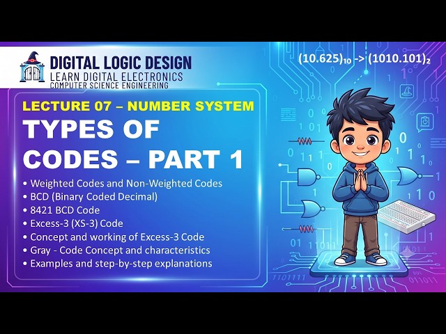 Types of Codes (Part 1) | BCD, Weighted/Non-Weighted, XS-3 & Gray Code | Digital Logic | Lecture 7
