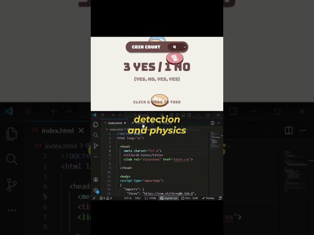 How to create this 3D Coins by using HTML,CSS and JAVASCRIPT in VS code.