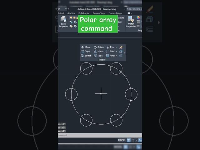 how to use a polar array in AutoCAD #autocad #autocadtipsandtricks