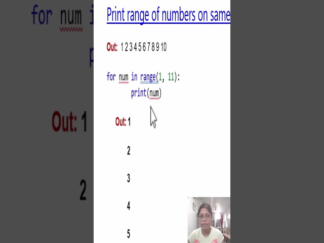 Print range of numbers on same line | @TechGeekyArti #shorts