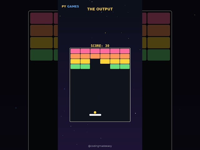 Built Brick Breaker in Python 🧱🎾 #python #viral #youtubeshorts #code #youtube #coding #codemagnet