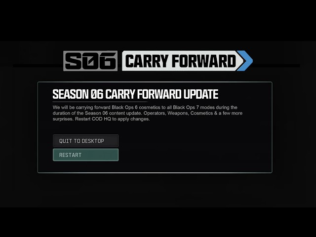 NEW Black Ops 7 Season 6 Carry Forward Update..