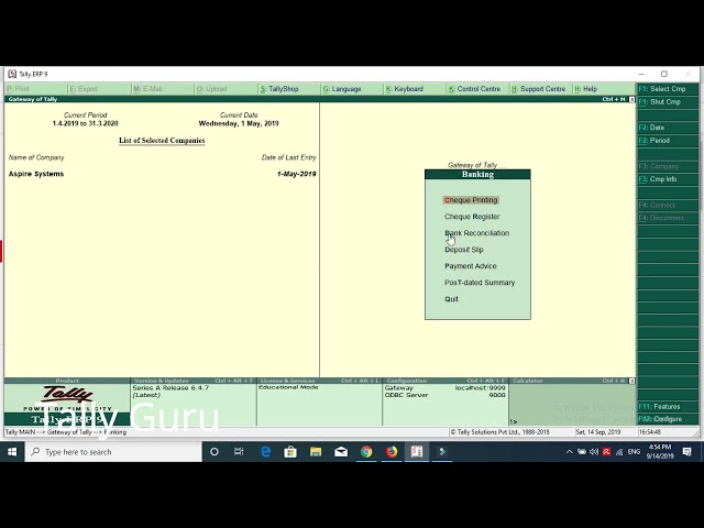 Bank Reconciliation Statement In Tally ERP 9    BRS in Tally Basics in Tamil