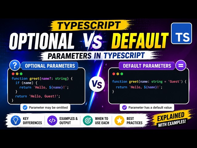 #9  Optional vs Default Parameters in TypeScript | Complete Beginner's Guide  #typescript #js