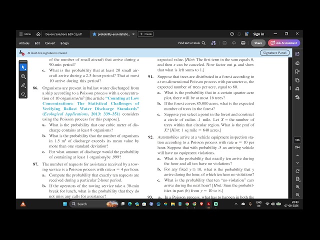 Probability and statistics Jay l.devore Exercise 3.6 The Poisson Probability Distribution