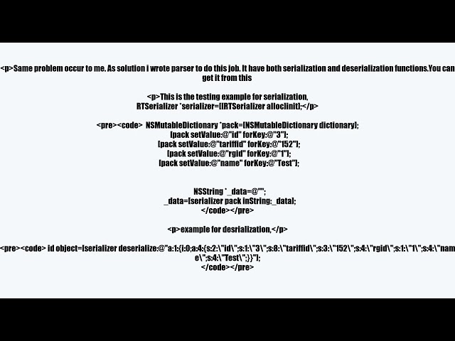 PHP serialize/unserialize like method in Objective-Cvideo