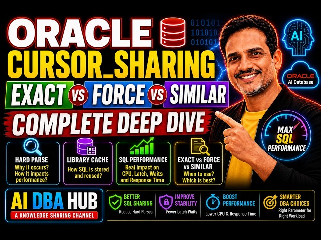 Oracle CURSOR_SHARING EXACT vs FORCE vs SIMILAR: Complete Deep Dive · Hard Parse  · SQL Performance!