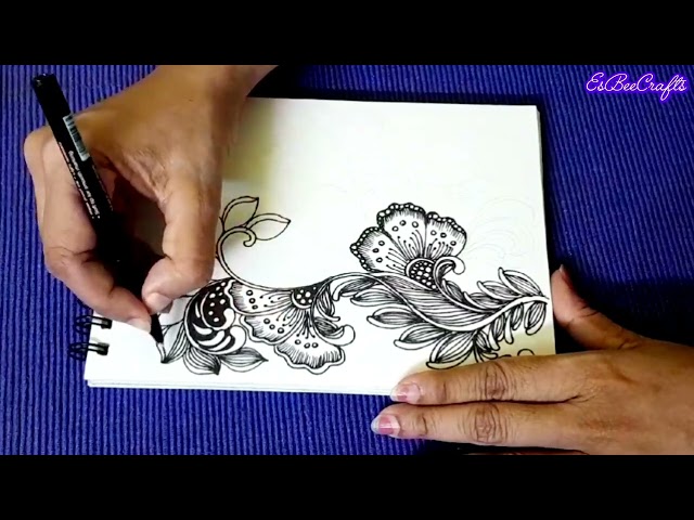 🌻New Zentangle Art Flowers and Vines | Botanical Zentangle Art #art #arttutorial #stressrelief #zen