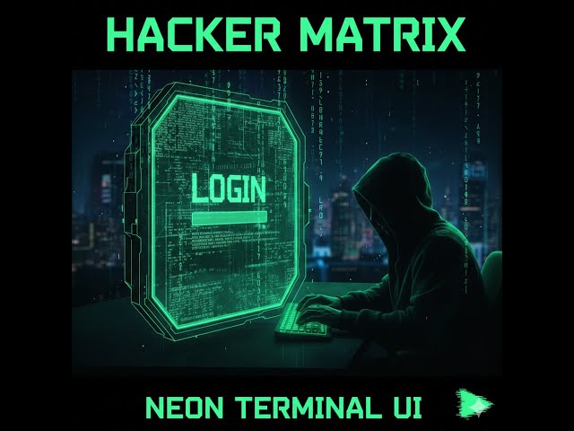Login Hacker Matrix — Neon Green Terminal UI