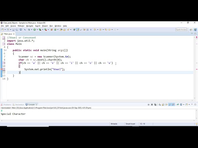 Vowel or Consonant | Java | Decision Making | Beginner Tutorial