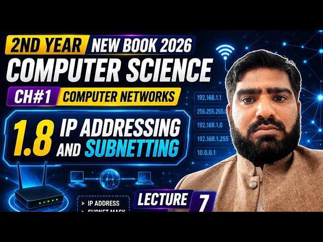 2nd Year Computer Science | Ch 1 Computer Networks | 1.8 IP Addressing & Subnetting | New Book 2026