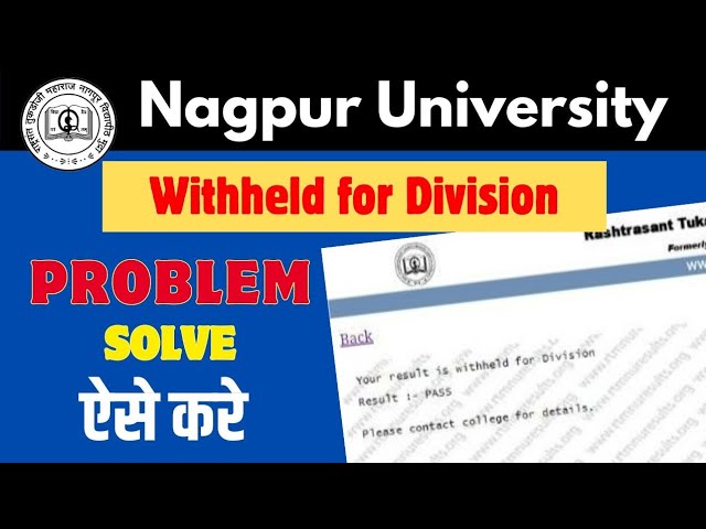 Your result is withheld for Division Problem | RTMNU Nagpur University | RTMNU Updates