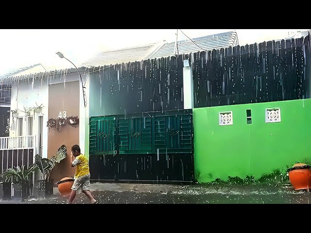 Perfect Heavy Rain in My Village for Sleeping ll Rain in Java Village Indonesia