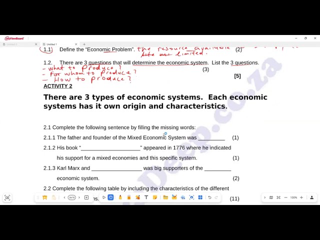 EMS Grade 9 Economic System Questions and Answers Term 1 March Preparations