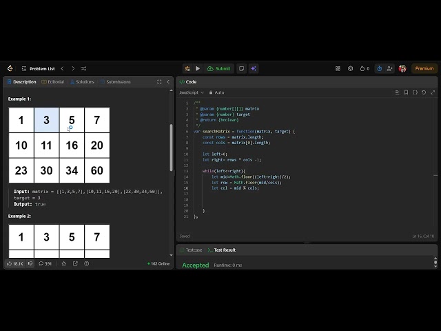 LeetCode 74 | Search a 2D Matrix | Binary Search