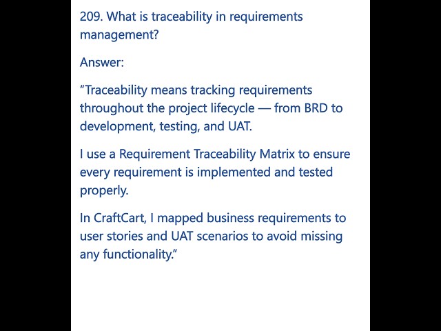 What is Traceability in Requirements Management? | {BA INTERVIEW 209}