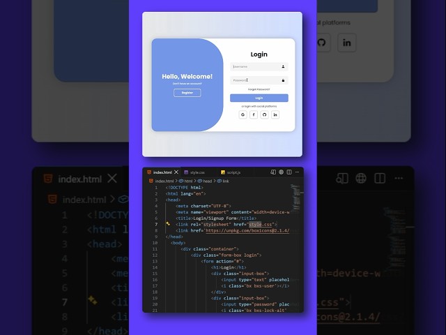 🔥 Login & Sign Up Form with Flip Animation using HTML & CSS! #html #css #webdevelopment