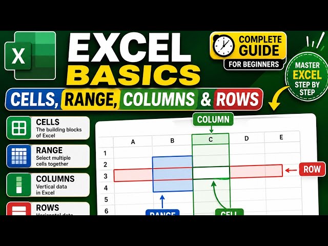 Excel Cells, Rows, Columns & Range Explained Easily|excel tutorials for beginners #techboost60