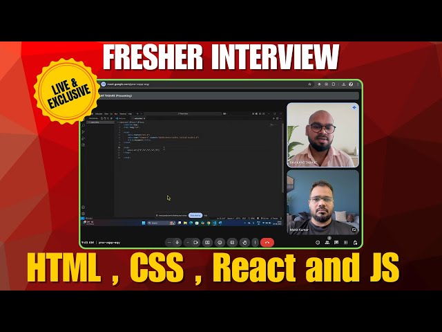 HTML, CSS, React & JavaScript Fresher Interview 🔴 Real Video Call