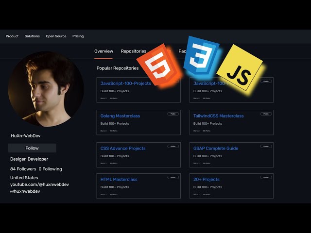 How to Create a Stunning GitHub Profile Clone using HTML, CSS, and JavaScript