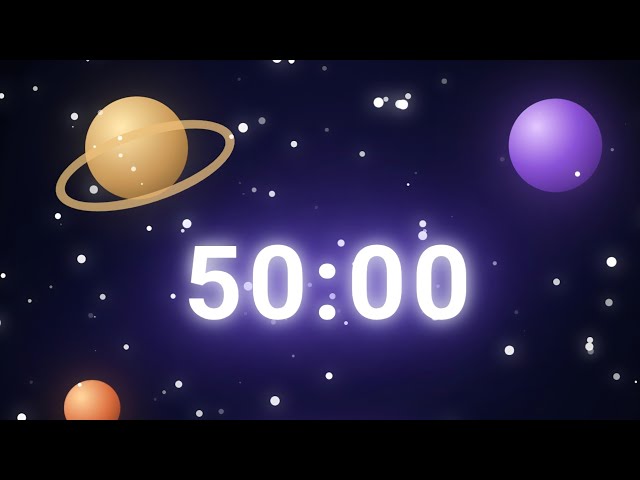 50-Minute Galaxy Timer 🌌🪐 | Ticking Clock Sounds & Moving Planets for Deep Focus