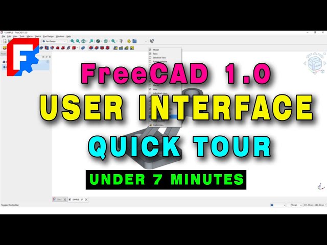 FreeCAD 1.0 User Interface Tutorial for Absolute Beginner | Best Free CAD Software #freecadtutorial