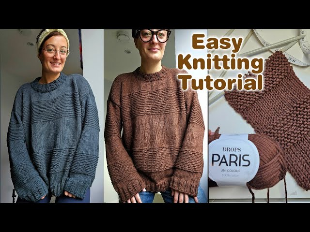 EASY KNITTING TUTORIAL | How to knit modern sweater on straight knitting needles 🧶💕