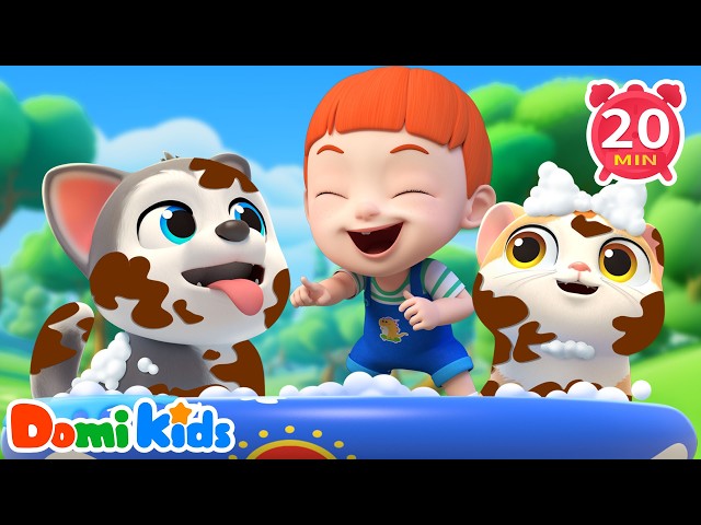 Bath Time for Cat and Dog Pals 🛁 | Kids Bath Time | Animal Songs | Domi Kids Animal Party