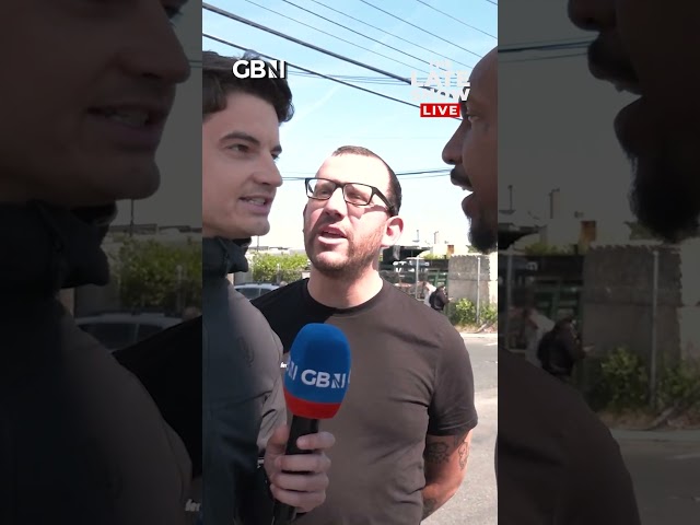 WATCH: GB News host Ben Leo CONFRONTED by angry protester outside ICE facility