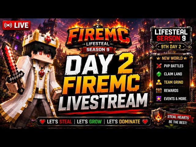 FireMC LifeSteal Season 9 Live Day 2  ! |lets Grind Together ❤️#firemc #psd1