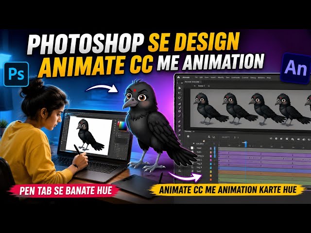 Client work Day 6 Female crow characters making and Animation 