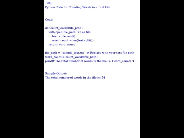 Python Code for Counting Words in a Text File (Python Code)