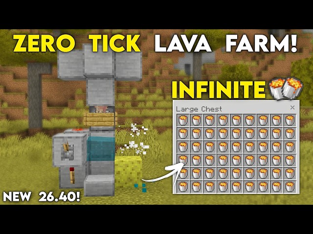 BEST 26.40 Zero Tick Lava Farm in Minecraft Bedrock!