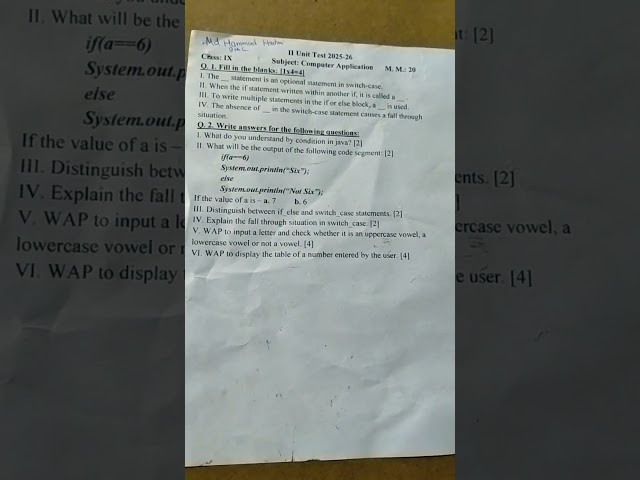 Computer Applications 2/4 U.T Test Question Paper #Syllabusindescription