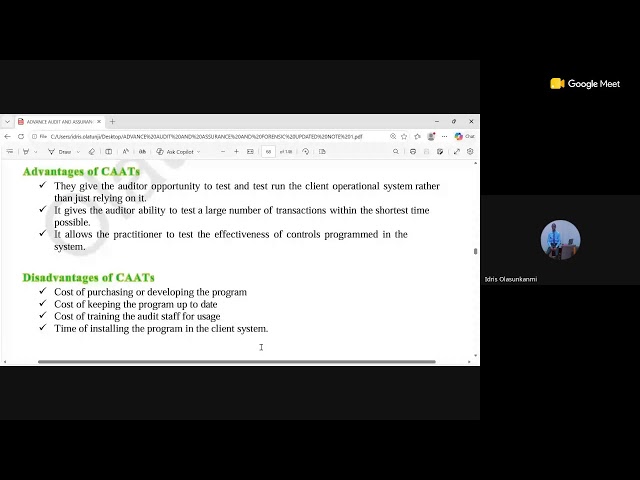 ADVANCE AUDIT AND ASSURANCE PRIVATE CLASS CHAPTER 7: AUDIT PLANNING
