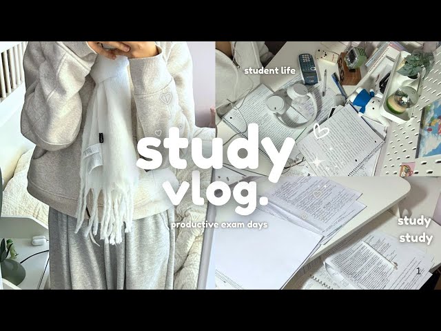 STUDY VLOG : productive studying, exam days, note taking, aesthetic korean student studies