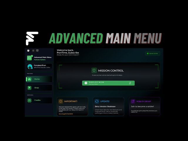Roblox Advanced Main Menu
