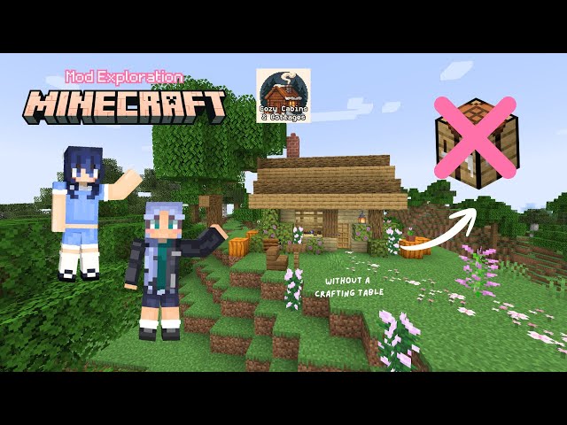 No Crafting Table Challenge with Cozy Cabins & Cottages Mod | Minecraft Mod exploration