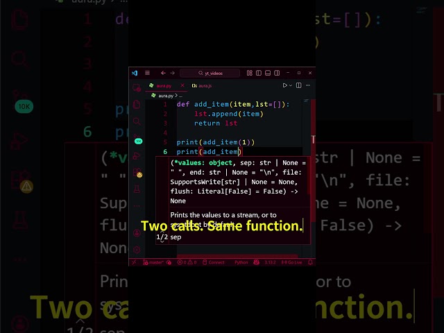 GUESS THE OUTPUT 🤔 | Python Default Argument Bug#python #codingmistakes #guesstheoutput #shorts