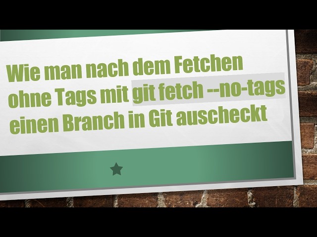 Wie man nach dem Fetchen ohne Tags mit git fetch --no-tags einen Branch in Git auscheckt