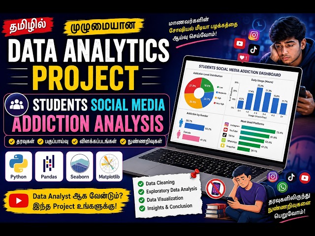 📱 Social Media Addiction Analysis | Data Analytics Project | Basics of Data analysis in  Tamil
