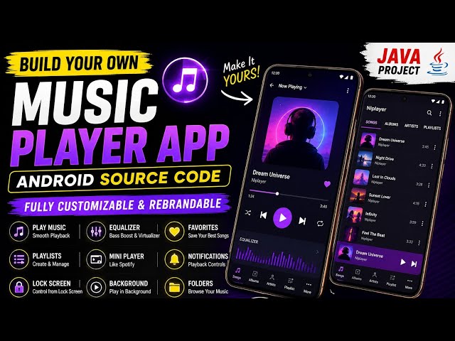 Android Music Player App Source Code 🎵 | Fully Customizable Java Project